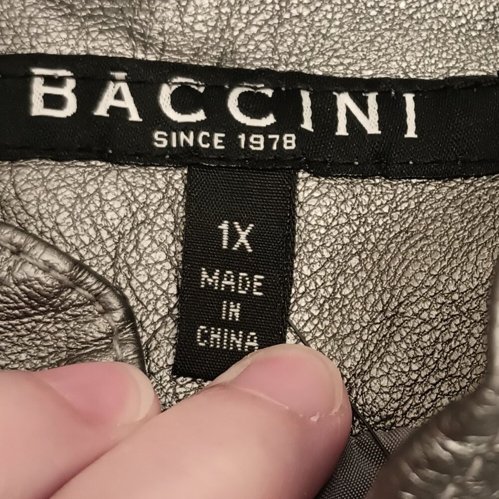 Baccini Size L Pewter Faux Leather Jacket (NWT) - Picture 3 of 15